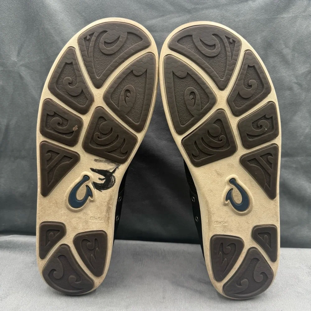 OluKai Nohea Moku Mens Size 10 Black Lace Up‎ Boat Casual Shoes